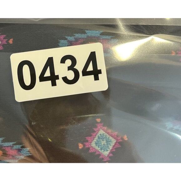 Mossimo Womens Black Sheer Top 2XL Aztec V Neck Peasant Boho Purple Popover XXL - Picture 7 of 7